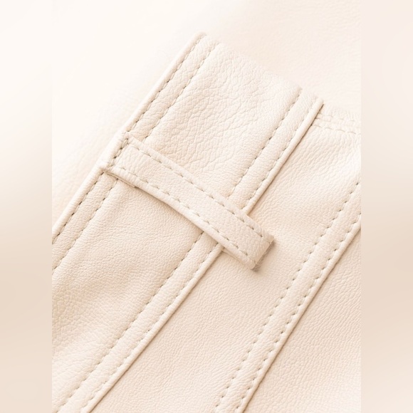 Stella McCartney Altermat beige straight leg faux leather trousers pants 36 - Picture 10 of 11